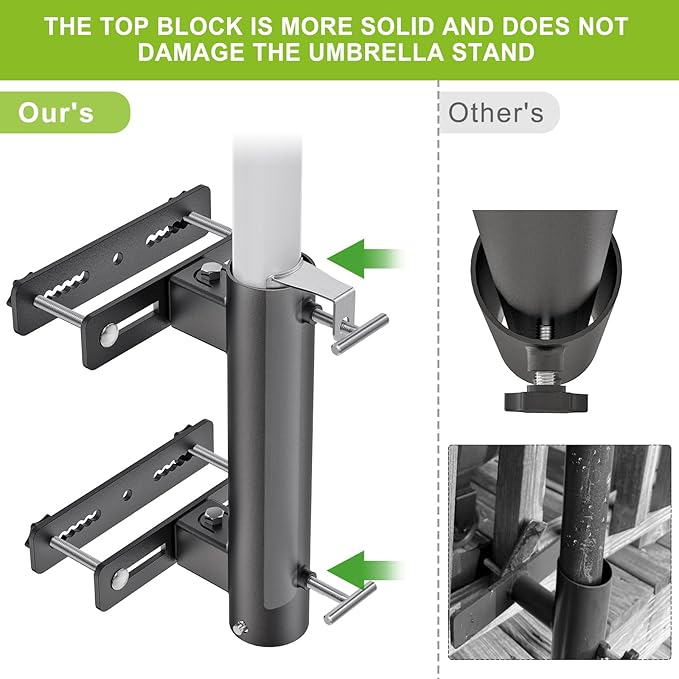 Heavy Duty Deck Railing Umbrella Holder, Adjustable Patio Umbrella Stand - Image 5