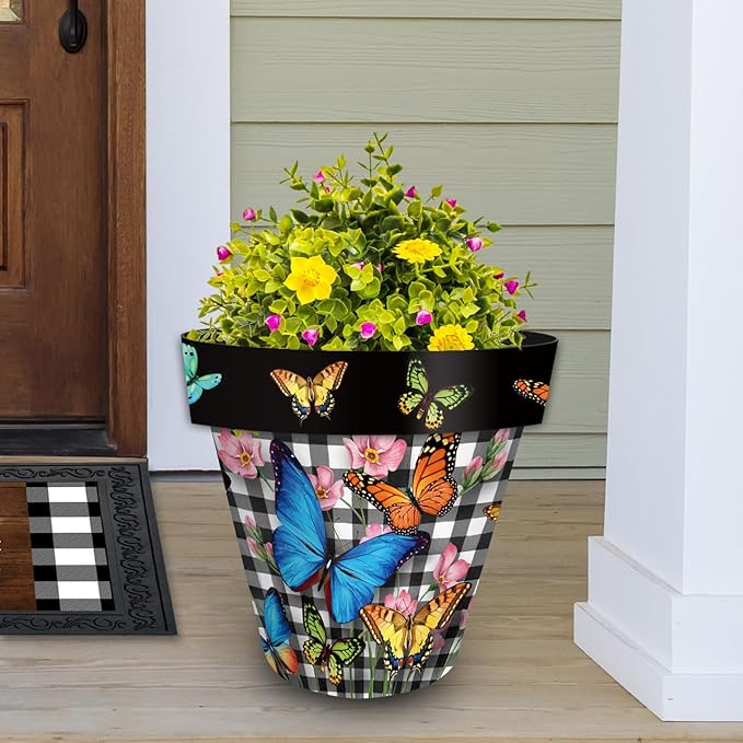 Briarwood Lane Checkered Butterflies Large Planter - Image 2