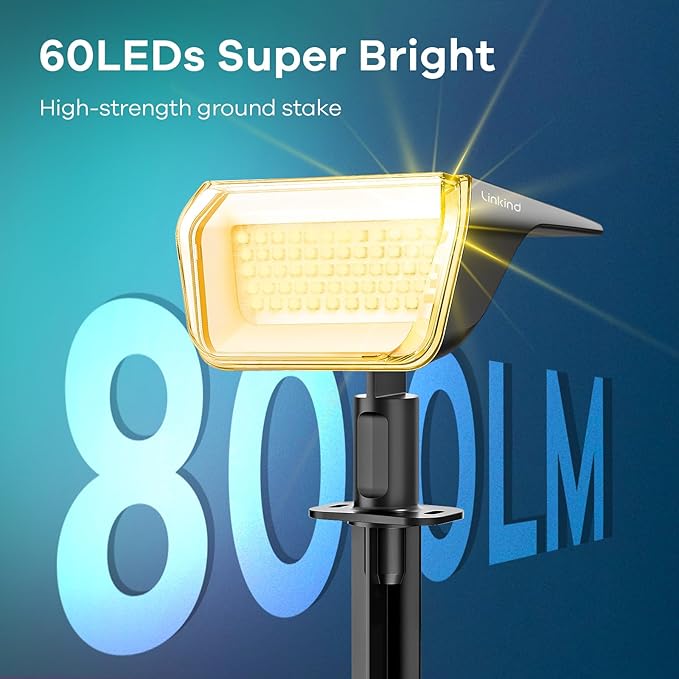 Linkind Solar Spot Lights Outdoor Waterproof IP67, 60 LED Solar Flood Lights - Image 2