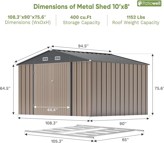 Patiowell 10 x 8 FT Outdoor Storage Shed - Image 6