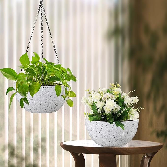 12 inch Large Hanging Planters for Indoor Outdoor Plants, 2 Pack Hanging Flower - Image 7