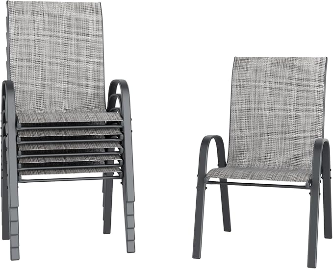 UDPATIO Patio Chairs Set of 6, Stackable Outdoor Dining Chairs by UDPATIO