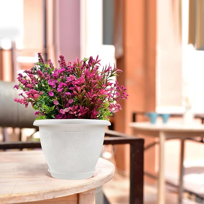 Plastic Flower Pots Planters For Indoor Plants, 3 Pack 10 Inch White Plant Pots - Image 6