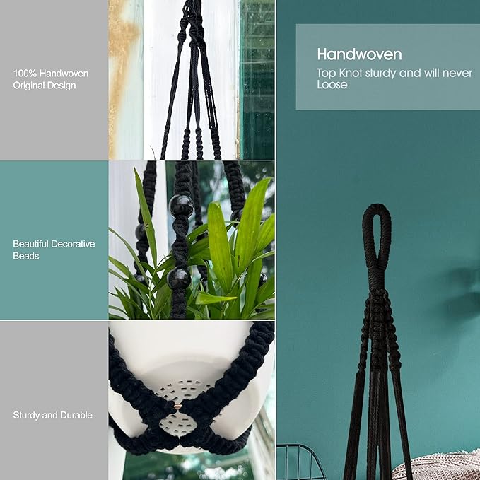 RIFNY Macrame Plant Hanger Indoor, 35 Inch Hanging Plant Holder - Image 4