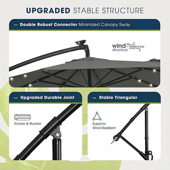 wikiwiki 10ft Solar LED Patio Umbrella - Image 7