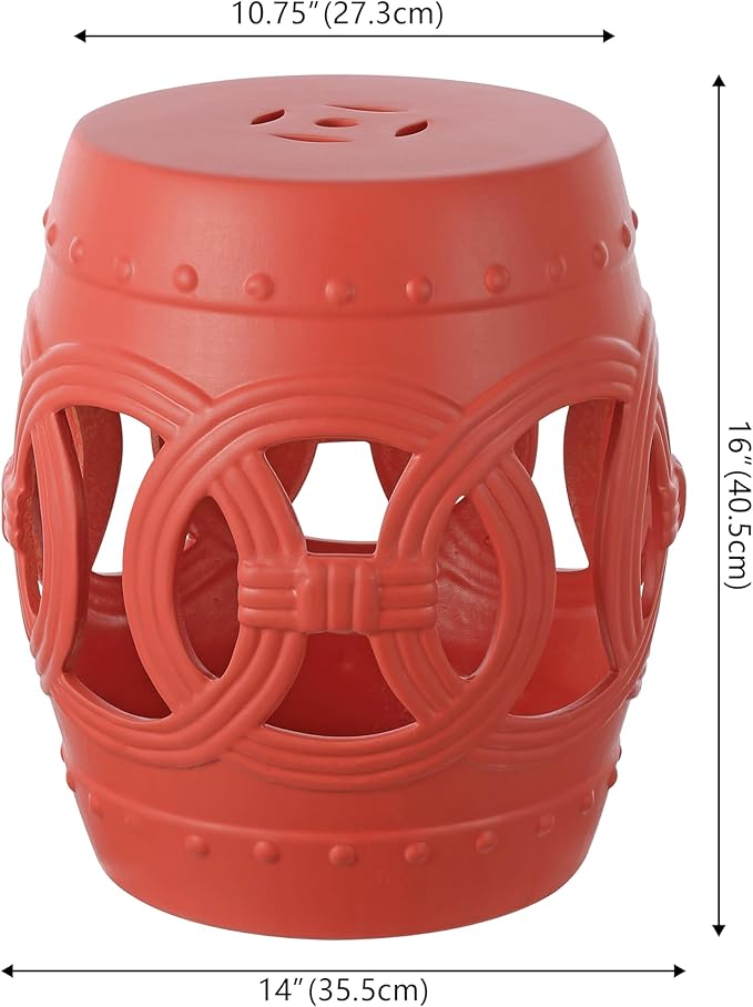 JONATHAN Y TBL1022G Lucky Coins 16" Chinese Ceramic Drum Indoor/Outdoor Garden - Image 3