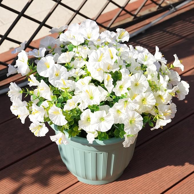 Artificial Flowers for Outdoors, UV Resistant Fake Silk Morning Glory, by maxkes