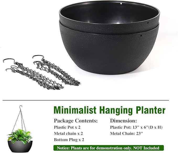 13 inch Large Hanging Planters Plant Pots - Image 4