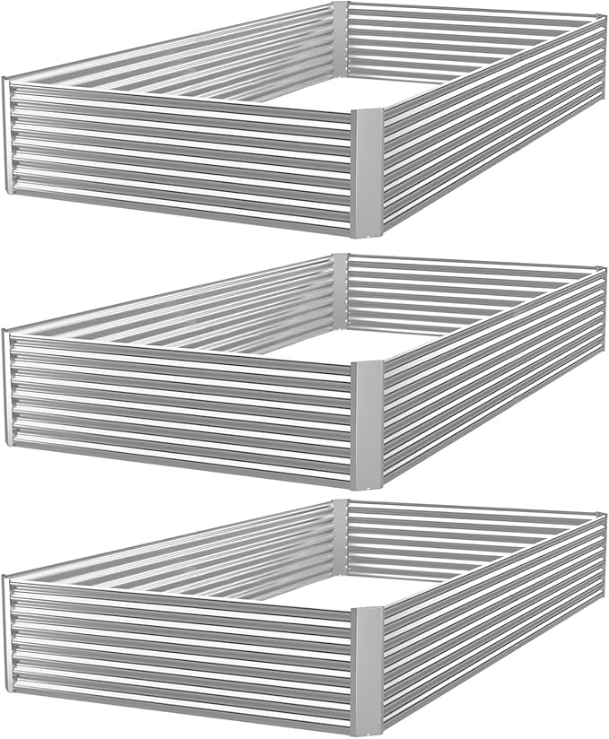 FRIZIONE 3pcs 4x2ft Galvanized Raised Garden Bed Outdoor, Above Ground Garden by FRIZIONE
