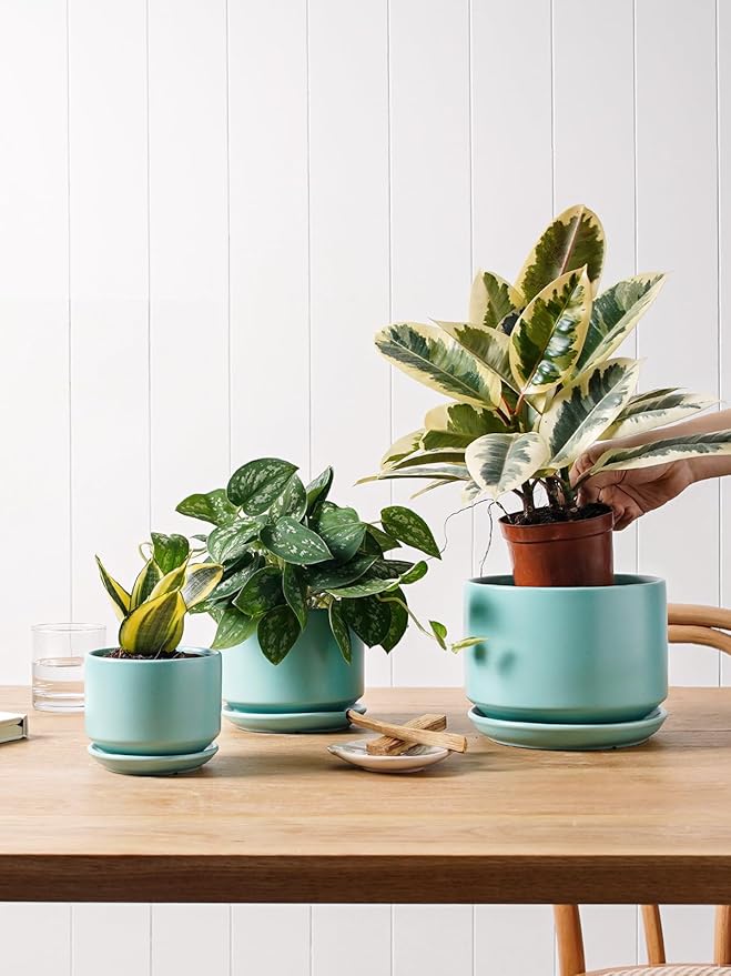 LE TAUCI Ceramic Plant Pots, 4.3+5.3+6.8 inch, Planters - Image 4
