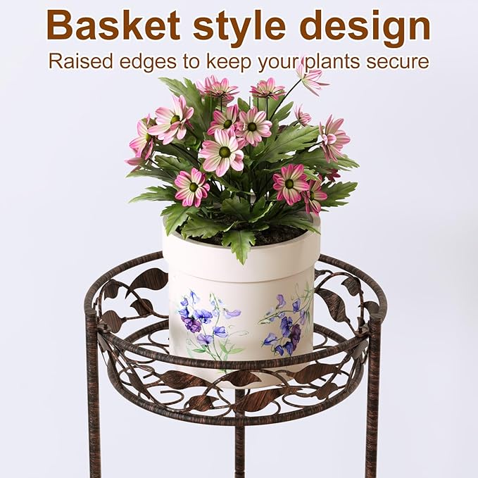 Plant Stand, Heavy Duty Metal Plant Stand Indoor Outdoor, Tall 3 Tiers Plant - Image 5