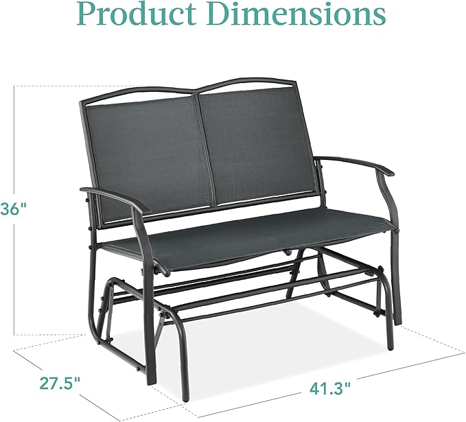 Best Choice Products 2-Person Outdoor Patio Swing Glider Steel Bench Loveseat - Image 3