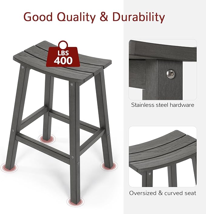 Stoog Bar Stools Set of 4, All-Weather Outdoor Barstools, 400 lbs Weight Support - Image 5