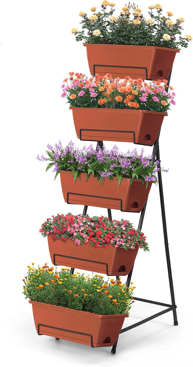 5 Tier Vertical Raised Garden Bed Planter Box, Vertical Raised Bed by Fogein