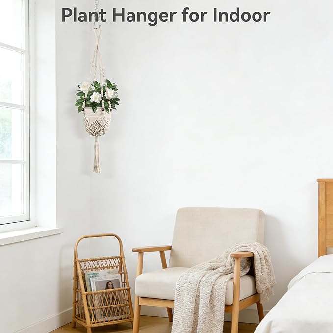 USLAI Macrame Plant Hanger Indoor Outdoor, Fits 3 to 6.5 inch Pots, Hanging - Image 4