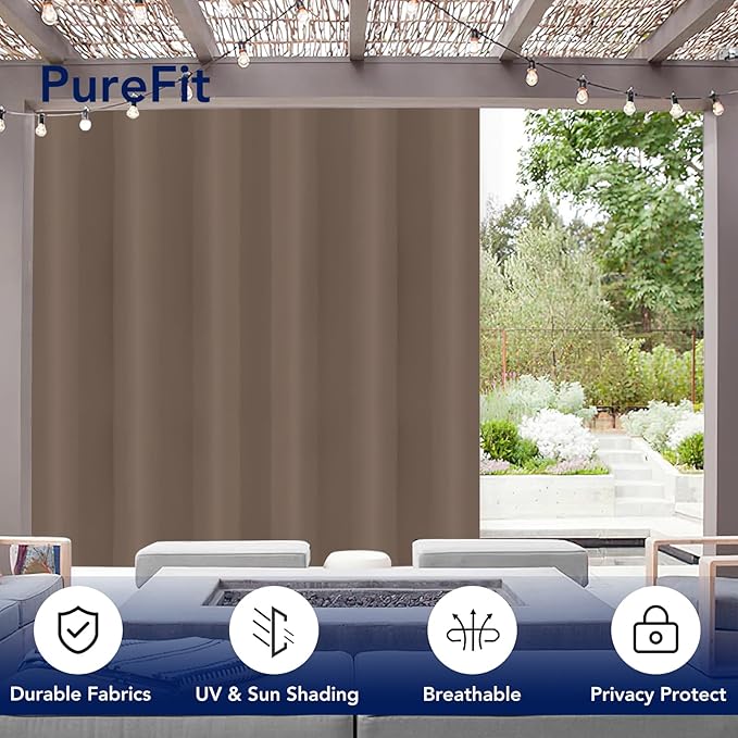 PureFit Outdoor Curtains for Patio Waterproof Weatherproof, UV and Fade - Image 3