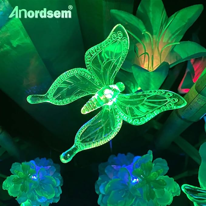 Anordsem Solar Garden Lights Outdoor: 3 Waterproof PVC Insect Stake Light Heads - Image 2