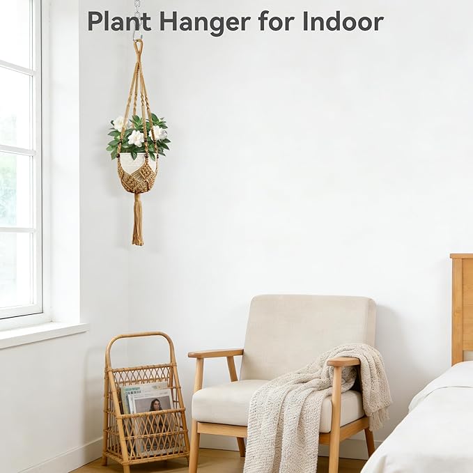 USLAI Macrame Plant Hanger Indoor Outdoor, Fits 3 to 6.5 inch Pots, Hanging - Image 4