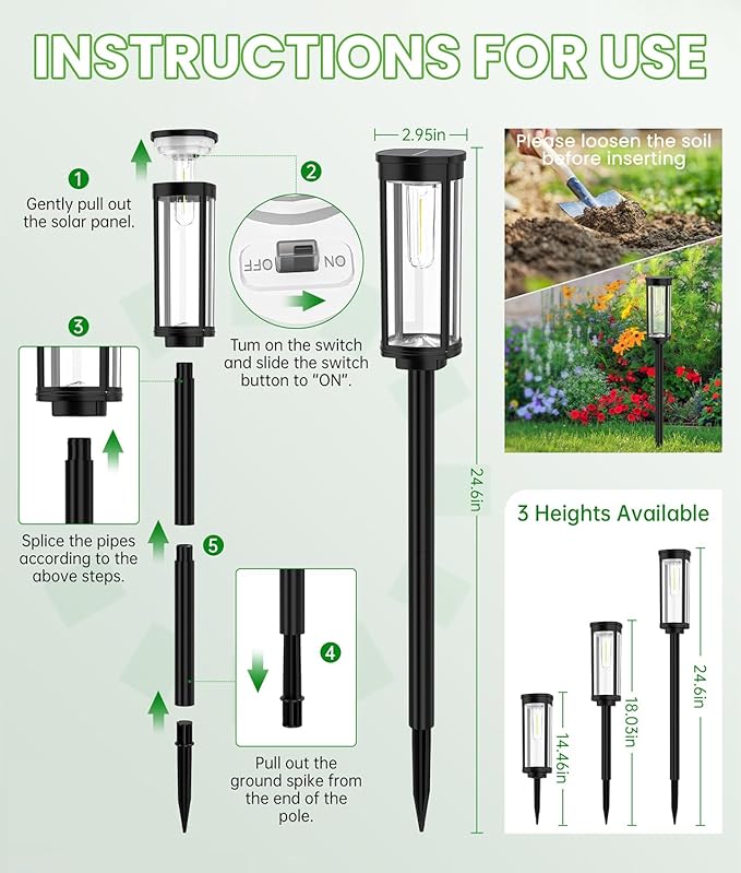 Bright Solar Pathway Lights Outdoor, 8 Pack Solar Powered Garden Lights - Image 8
