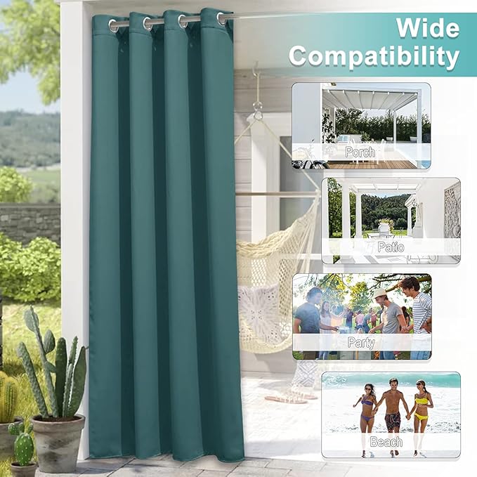 NICETOWN 2 Panels Patio Outdoor Curtains Waterproof, Thermal Insulated - Image 7
