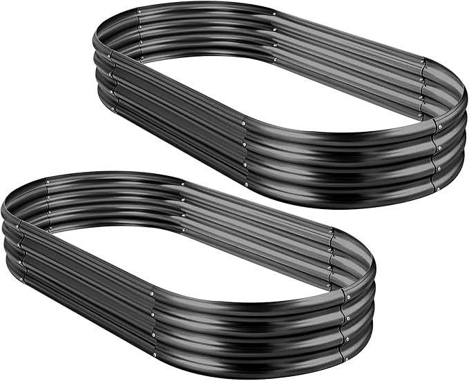 Land Guard 2Pcs Galvanized Raised Garden Bed Kit, 10×4×1ft Galvanized Planter by LandGuard