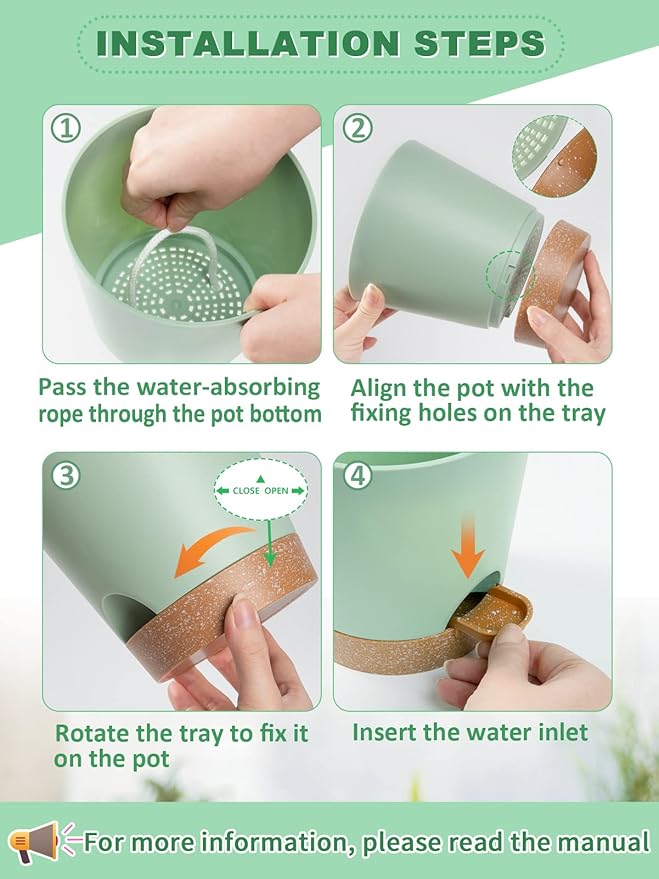 Aulock 6in Self Watering Pots for Indoor Plants - Image 7