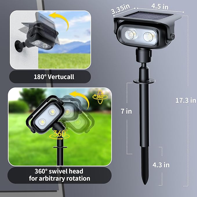 ROSHWEY Solar Landscape Spot Lights, Spotlights Outdoor Waterproof, - Image 3