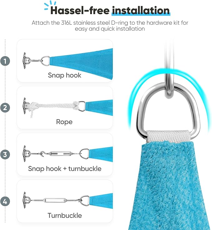 Quictent 20x16ft Rectangular Sun Shade Sail 185G HDPE Canopy 98% UV Block - Image 5