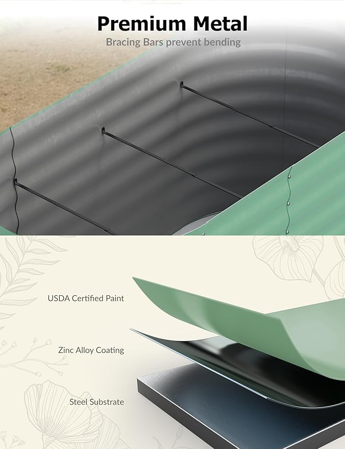8x2x1.5 ft Galvanized Raised Garden Bed - Image 2