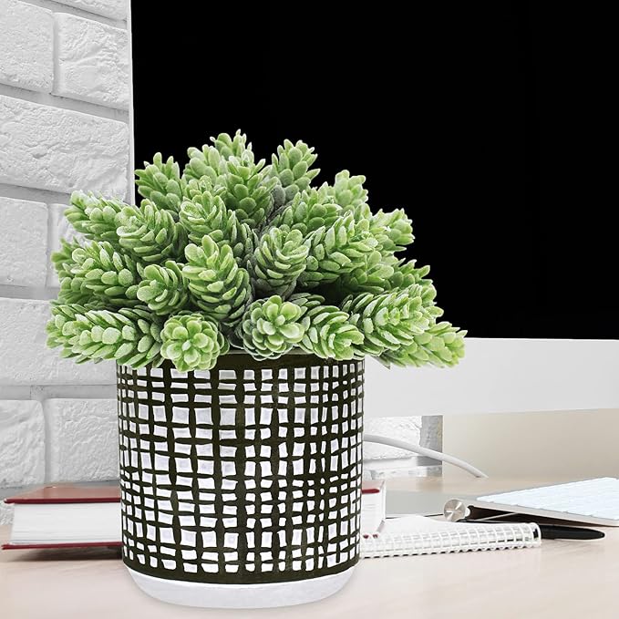 Winlyn 3 Pcs Small Potted Plants Artificial Succulents Hanging Plants and Faux - Image 7