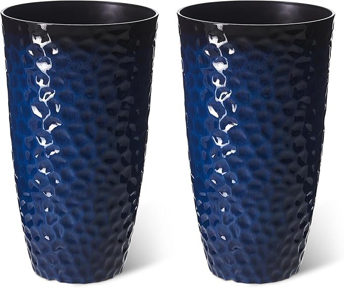 Glitzhome 23.75" H Oversized Tall Planter, Modern Set of 2 Honeycomb Textured by Glitzhome