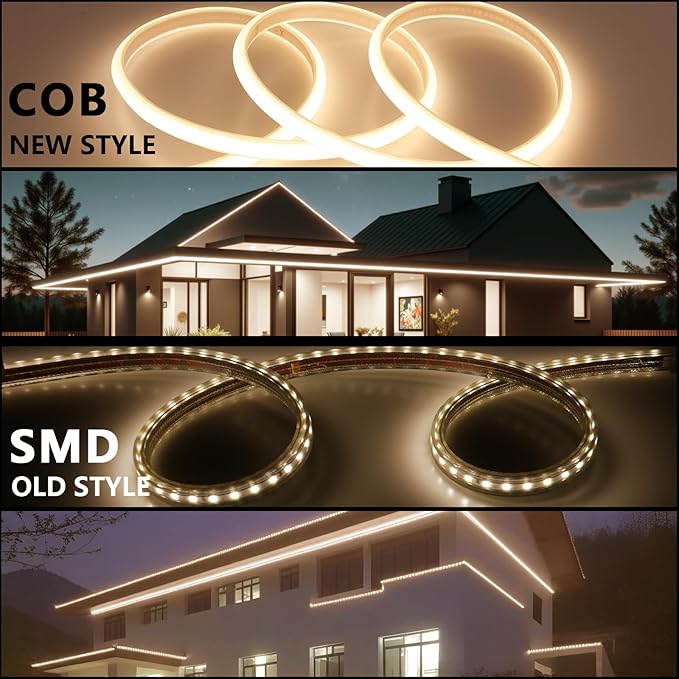 AC 110V COB LED Strip Lights Outdoor Waterproof 65.6ft, 3000K Warm White Super - Image 4