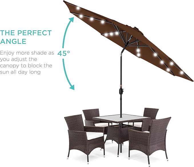Best Choice Products 10ft Solar Polyester LED Lighted Patio Umbrella w/Tilt - Image 2