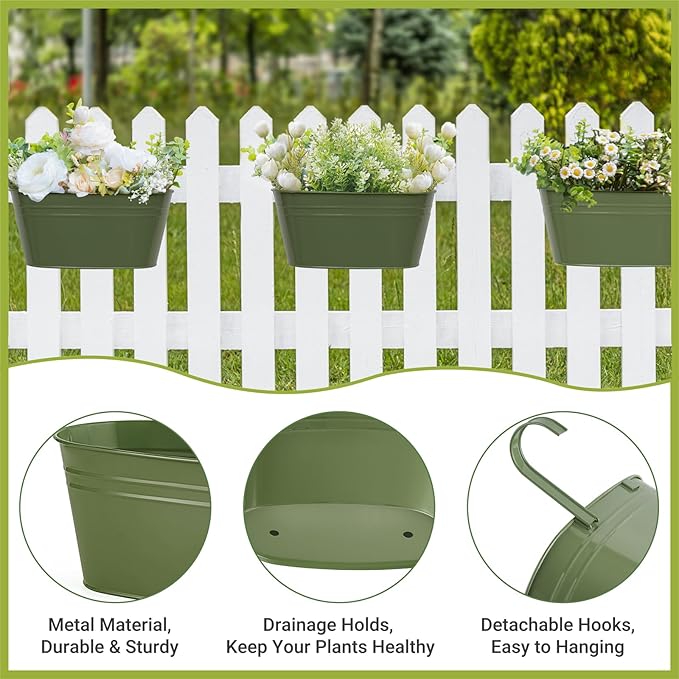 Dahey 10.5 Inch Metal Iron Hanging Flower Pots - Image 3