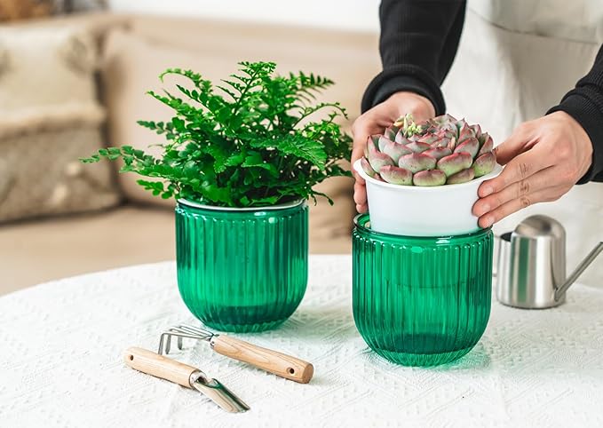 Melphoe 2 Pack Self Watering Hanging Planters Indoor Flower Pots, 5.3 Inch - Image 3