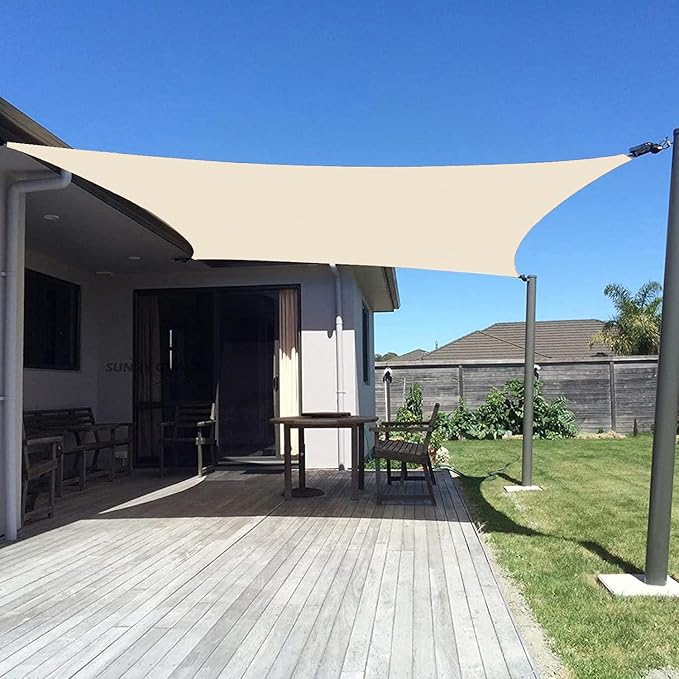 SUNNY GUARD Custom Size 17'x22' Rectangle Butter Cream UV Block Sunshade by SUNNYGUARD