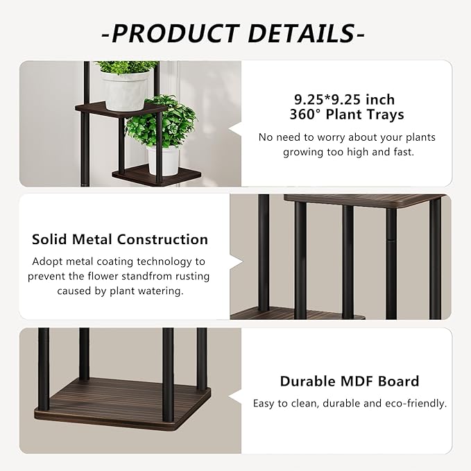 AZERPIAN Plant Stand 4 Tier Indoor Metal Flower Shelf - Image 5