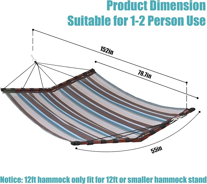 TegerDeger 12FT 2 Person Hammock Large Hammock Quick Dry 450LB Capacity - Image 6