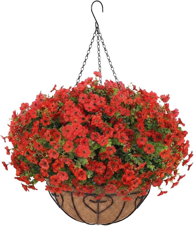 Artificial Hanging Flower for Outdoors, Fake Hanging Basket for Outside by LetuoClipsClipsandHooks