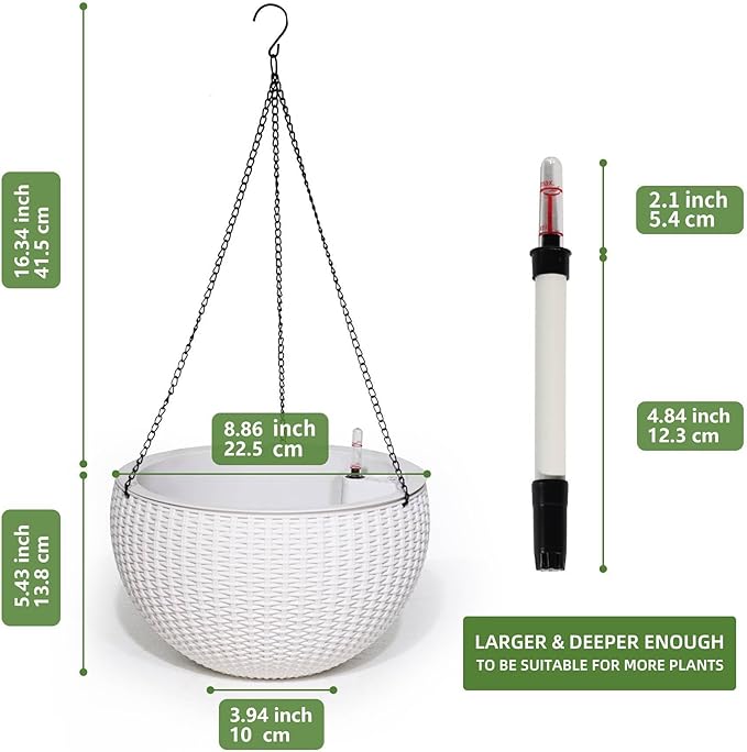 Dexceder 9 Inch Self Watering Hanging Planters Indoor Outdoor, Thickened - Image 3