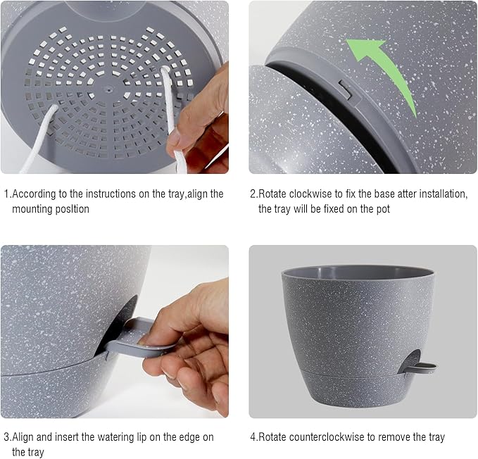 Large Self Watering Pots, 12/10/9 Plastic Planters - Image 4