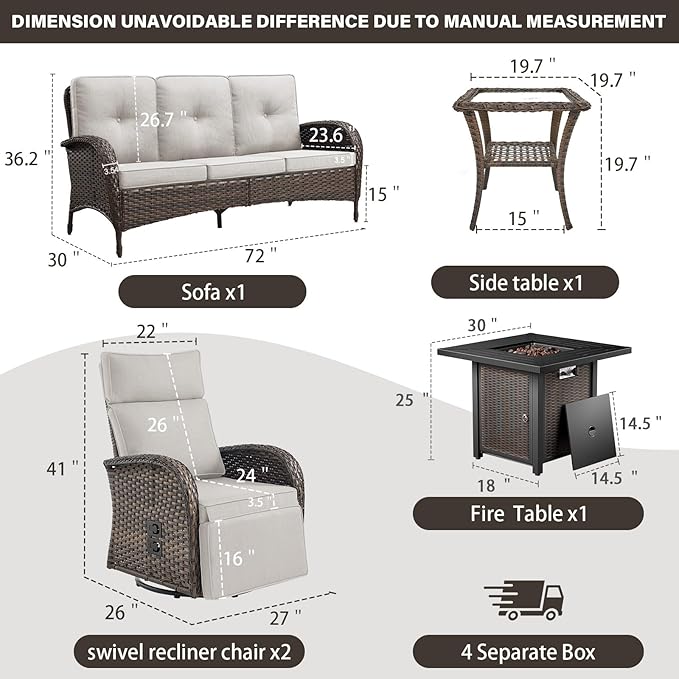 Belord 5 Piece Wicker Patio Furniture Set - Image 2