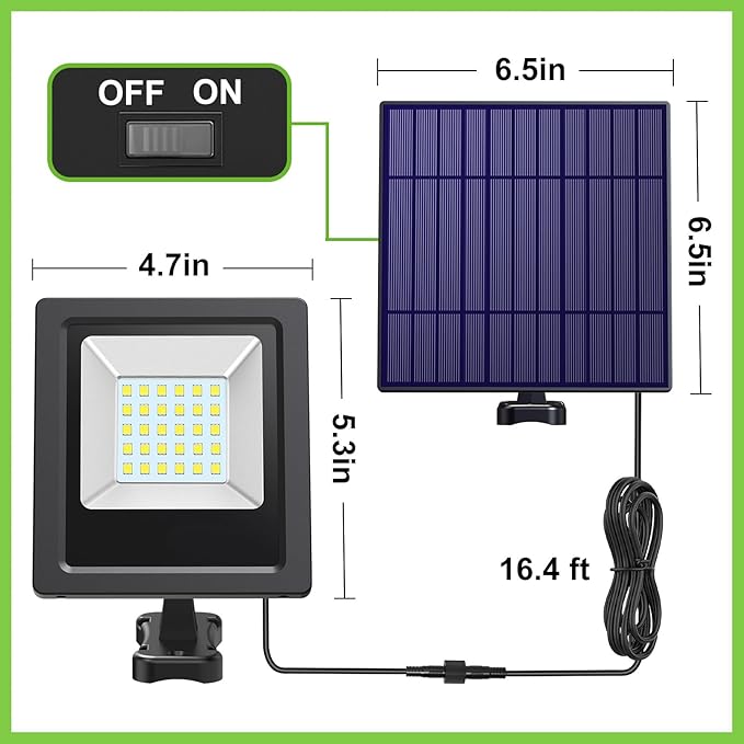 Solar Lights Outdoor 6500K Cool White Solar Flood Lights, Waterproof Dusk to - Image 8