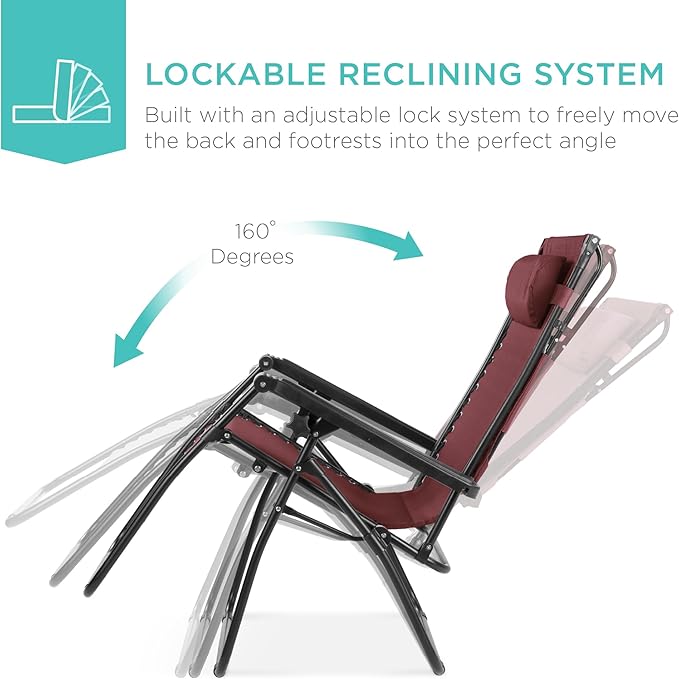 Best Choice Products Folding Zero Gravity Outdoor Recliner Patio Lounge Chair - Image 4