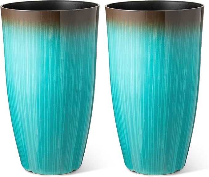 Glitzhome 23.5" H Tall Outdoor Planter, Large Flower Pots by Glitzhome