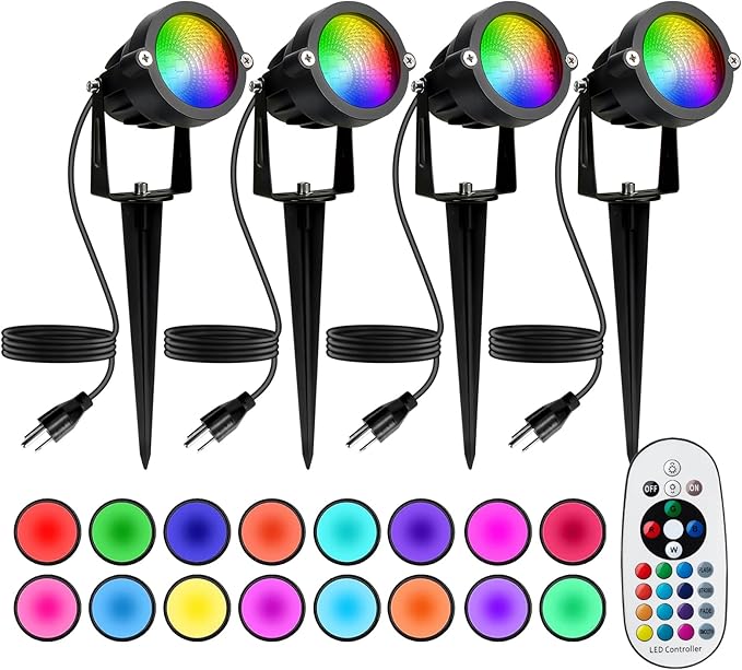 Halloween Christmas Spotlight Outdoor: 12W RGBW LED Spot Lights Outdoor by BeeLinks