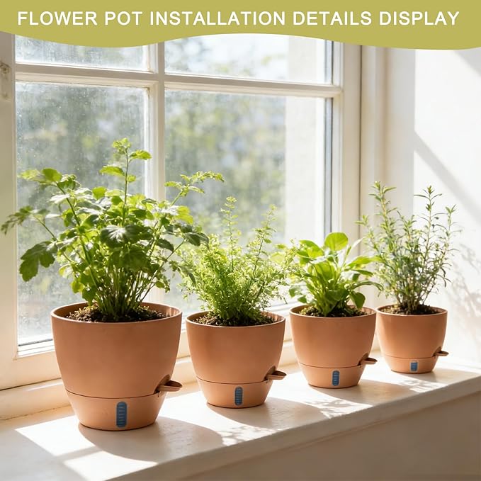 4 Pack Plant Pots, 12/10/9/8/ Inch Self Watering Pots - Image 7