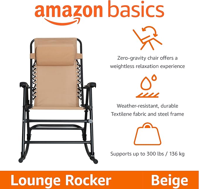 Amazon Basics Outdoor Portable Folding Rocking Chair - Image 4