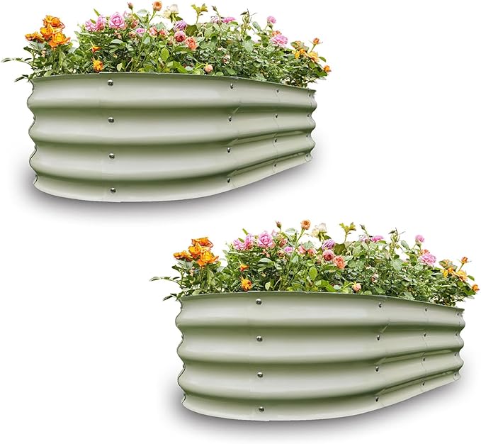 Gardmax 2 Pack Galvanized Raised Garden Bed, Lightweight Planter Boxes Outdoor by ChooseGardmaxforbetterlife