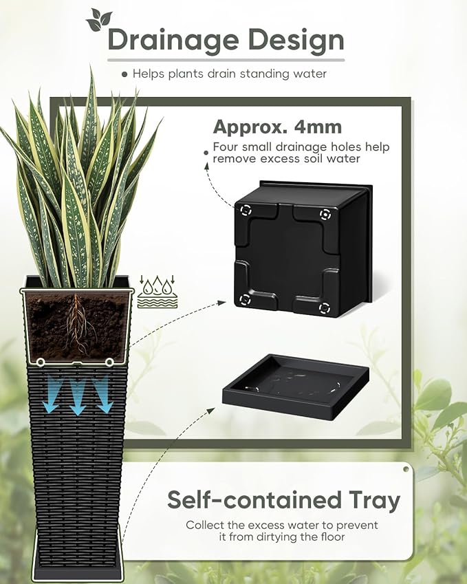 Greesum Set of 2 Tall Plastic Planters - Image 4